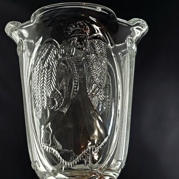 Homco Angel Embossed Sconce Candle Holder pegged 5.5" tulip glass votive holiday - Picture 1 of 8